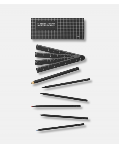 Architects Pencils Box  - 6 pencils + cardboard scale ruler