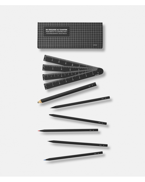Architects Pencils Box  - 6 pencils + cardboard scale ruler