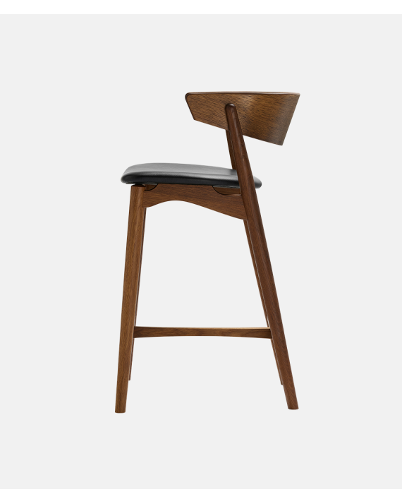 SIbast No 7 Bar Stool 65 cm Oak Smoked Leather Victory Black