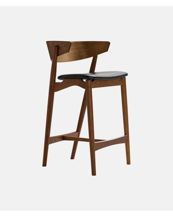 SIbast No 7 Bar Stool 65 cm Oak Smoked Leather Victory Black