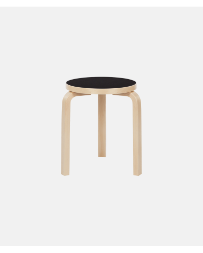 Artek - Alvar Aalto Stool 60 black linoleum PÅ LAGER