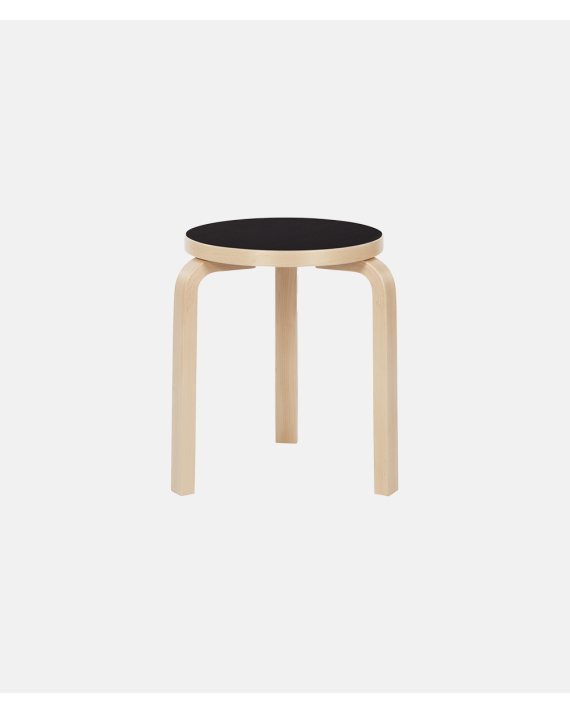 Artek - Alvar Aalto Stool 60 black linoleum PÅ LAGER
