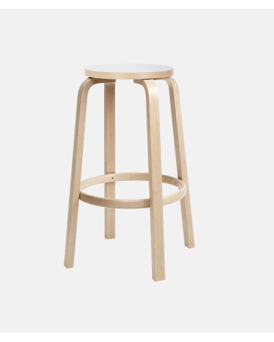 Artek - Alvar Aalto Bar Stool 64 natural lacquered H75 cm seat white edge natural PÅ LAGER