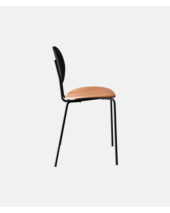 Sibast Furniture - Piet Hein Stol - sortlakeret eg - silk læder cognac