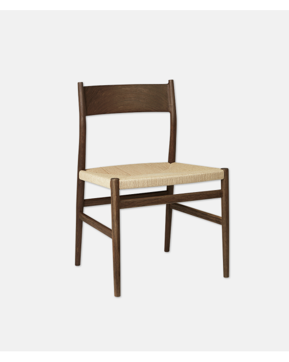 ARV Chair Fumed Oak. Weaved seat & Solid backrest - Without Armrest