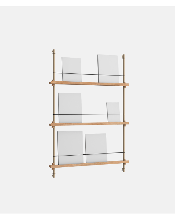 Magazine Shelving - MS.115.1 - Oak and Warm Grey - Moebe