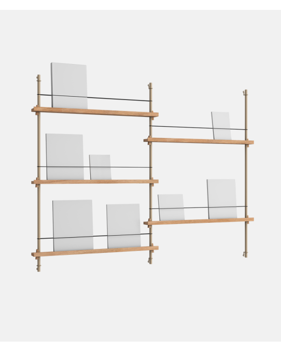 Magazine Shelving - MS.115.2 -  Oak and Warm Grey - Moebe
