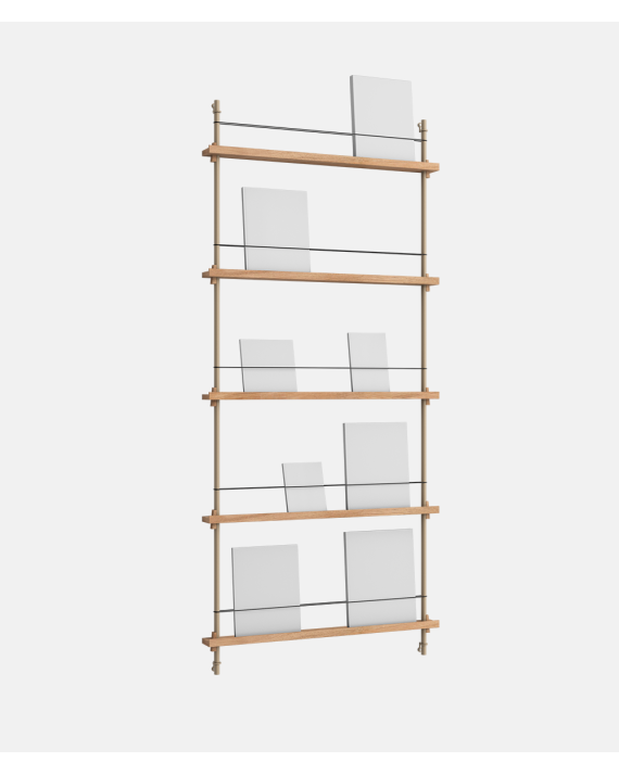 Magazine Shelving - MS.180.1 - Oak and Warm Grey - Moebe