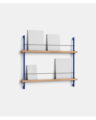 Magazine Shelving - MS.65.1 - Moebe - Oak and Deep Blue
