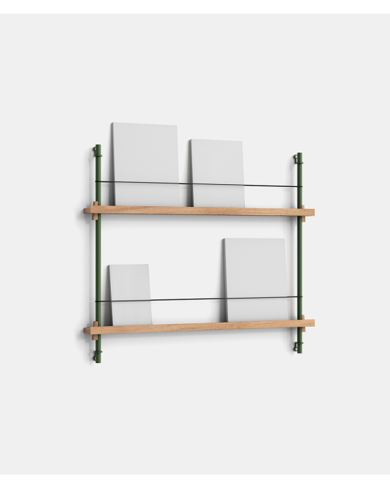 Magazine Shelving - MS.65.1 - Moebe - Oak and Pine Green